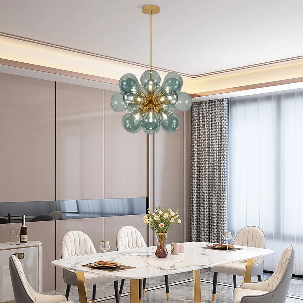Chandelier – Blue/Purple/White Glass for Living Room